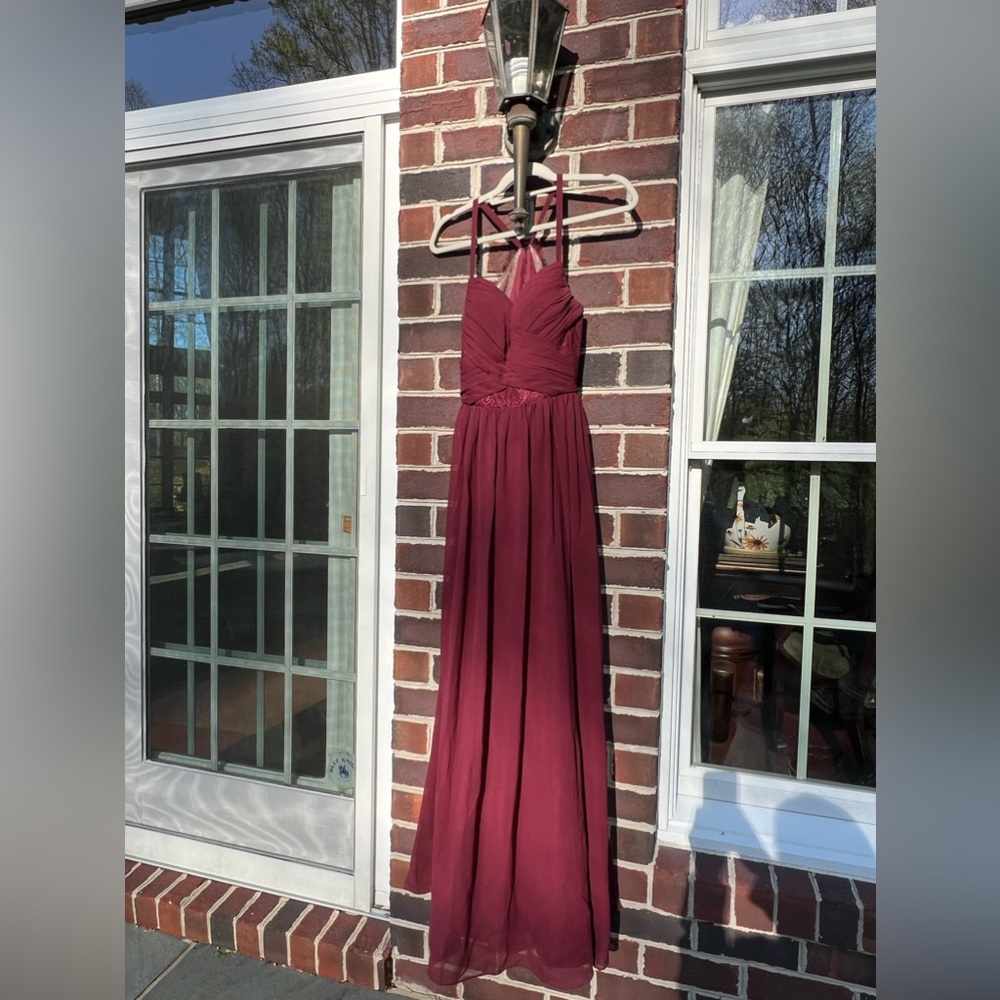 Azazie bridesmaid dress; Cabernet/rich maroon; worn once